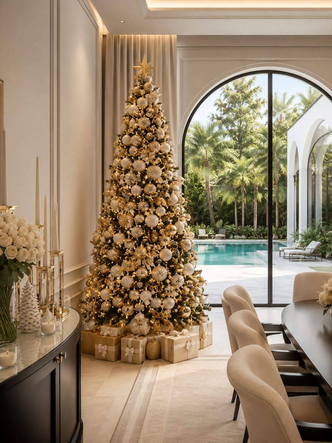 Custom Christmas tree themes and luxury holiday ornaments in Dubai UAE