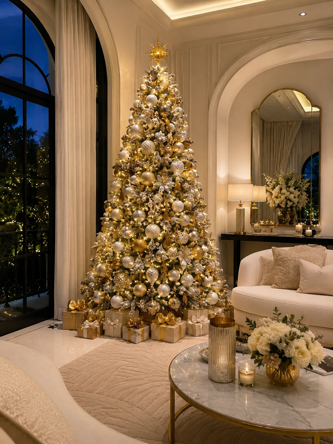 Architectural staircase garlands and Christmas decorations UAE for luxury residential villas