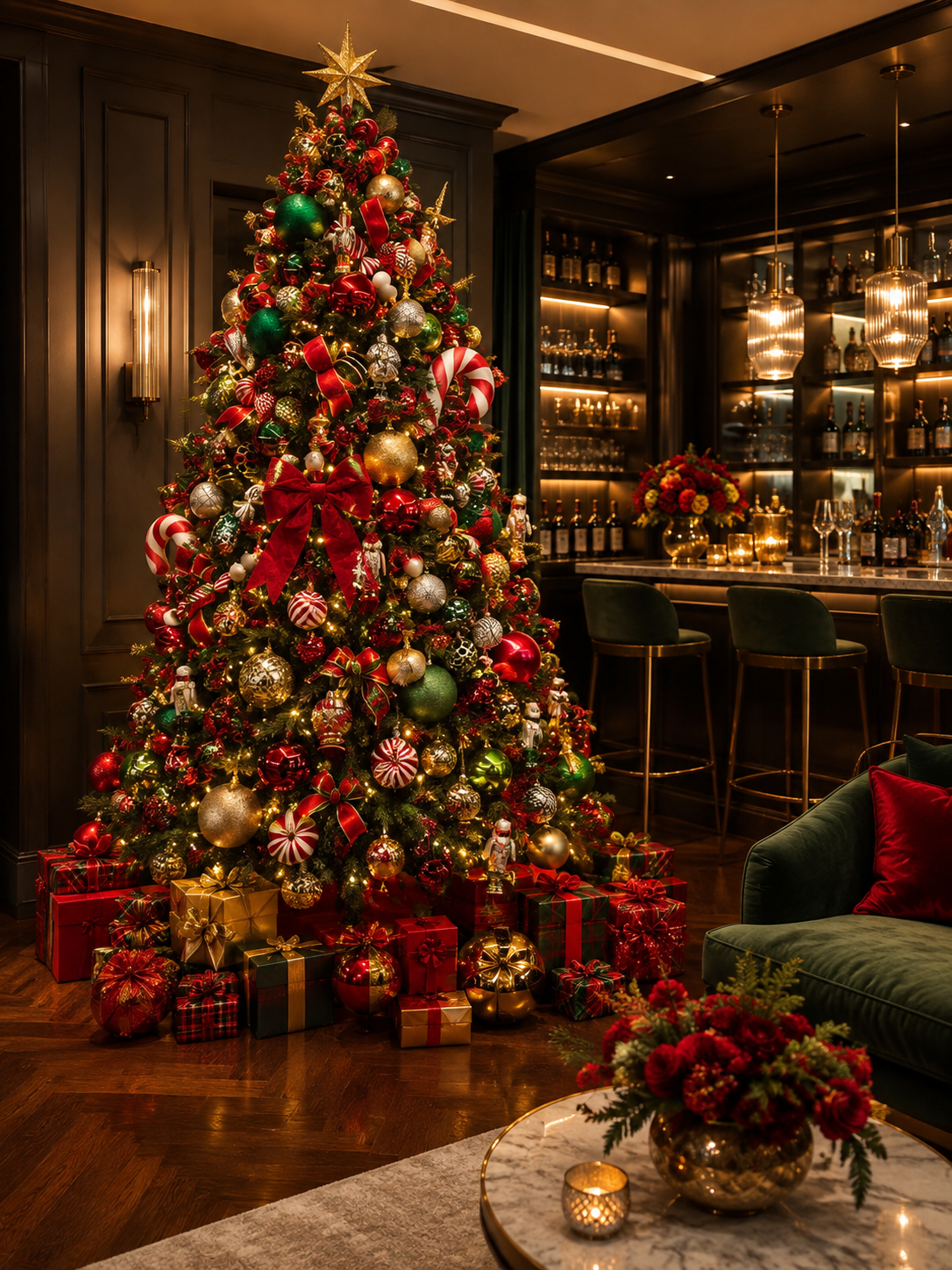 Professional Christmas decorations UAE installation team styling a luxury festive showcase