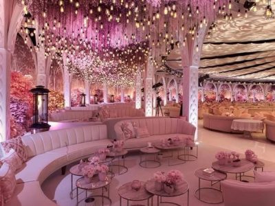 Romantic fairy light wedding decoration Dubai for evening beach weddings