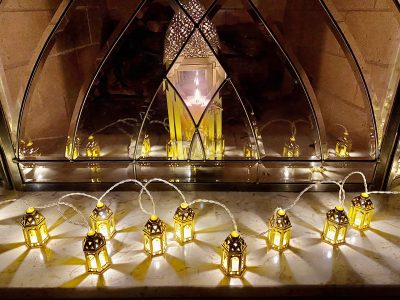 Ramadan lanterns fanous decoration with traditional Islamic lantern lights