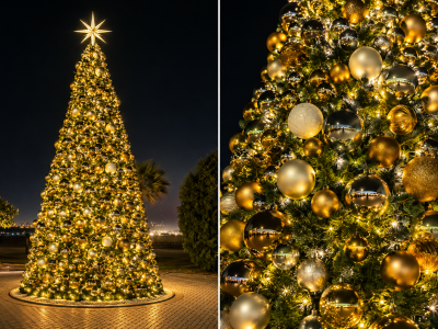 Professional giant Christmas tree installation for a commercial property in the UAE
