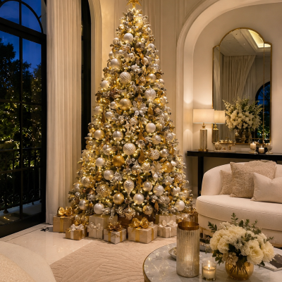 Architectural staircase garlands and Christmas decorations UAE for luxury residential villas